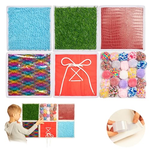 Sensory Wall Panel for Kids | 6 Pcs Sensory Squares | Sensory Tiles for Wall and Floor | Sensory Mats | Sensory Room Must Haves | Equipment for Sensory Needs | Sequin Flip Board | Set 1