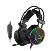 SENWOW Wired Gaming Headset with Noise Canceling Microphone, 50mm Dynamic Driver Over-Ear PC Headphones with 3 RGB Lighting Effects and Breathable Leather Earcups for Immersive E-Sports