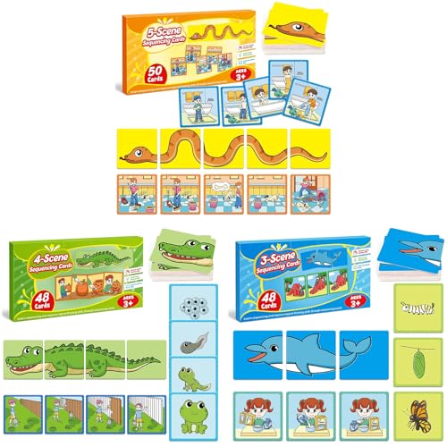 Sequencing Cards,Sequence Board Game for Kids,Speech Therapy Materials Toys for Autism,Story Storytelling,Social Skills,Sentence Building,Preschool Learning Activities,Classroom & Homeschool