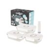 Set of 3 Glass Vacuum Food Storage Containers with Airtight Lids - Hand Pump Included - Built-in Date - Microwave and Dishwasher Safe - Extended Freshness