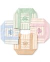 Set of 4 Mini Striped Canvas Tote Bags, Pastel Mint Green, Pink, Light Blue, and Beige
