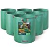 Set of 6 Garden Waste Bags, 272 L Heavy Duty Garden Refuse Bags with Handles, Reusable Large Garden Bags, Green