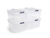 Set of 71-Quart Clear Plastic Storage Bins with Tray Inserts, Pack of 4 OU47578