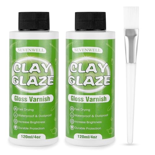 SEVENWELL 240ml Air Dry Clay Glaze, Gloss Clay Varnish Used for Preventing Clay from Surface Wear, Cracking, Scratches, Sealer for Air Dry Clay, Polymer Clay, ResinCrete, Pottery, Acrylic Paint