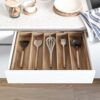 Seville Classics Acacia Wood Premium Organizer Storage Bins for Kitchen Silverware, Pantry, Closet, Office Desk, Pens, Utensils, Makeup, K Cup, Acacia Wood, Expandable Tray (5 Compartment)