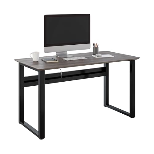 Seville Classics Airlift® 54" Writing Desk – Sturdy Computer Table, with Steel Frame, Cable Management, Large Work Surface, Home Office, Gaming, Art, or Student Desk, Ash Wood/Black