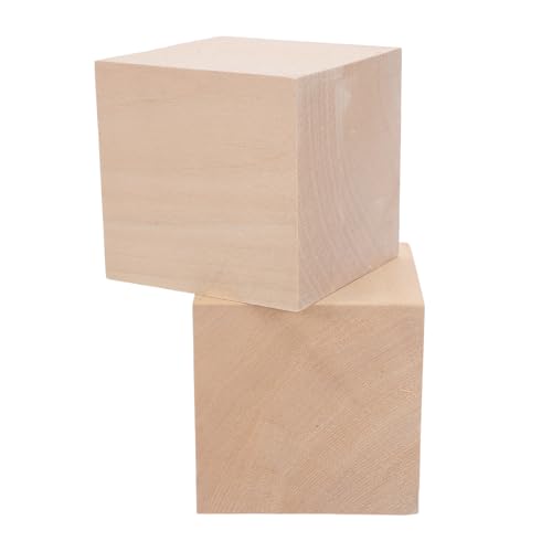 SEWACC 2pcs Basswood Wood Craft Blocks for Carving and Whittling, 3x3x3 Inch Unfinished Wooden Cubes, Retain Shape and Easy to Trim for Beginners and Professionals Exploring New Hobbies
