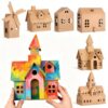 SEWACC 6pcs DIY Cardboard House Kit for Kids DIY Paper Building Project