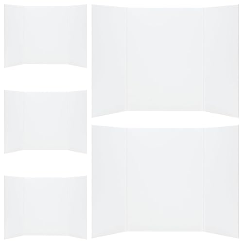 SEWOART 5pcs White Corrugated Paper Trifold Poster Boards with Foldable Construction and Smooth Bright Surface, Lightweight and Suitable for Printing and Writing, for Arts Crafts