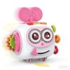 Sewovvmu Musical Montessori Toys, Cube Sensory Toys for Toddlers 1-3 with Light-up, Baby Busy Educational Learning Activities Robot Toy for for 1 2 3 Year Old - Pink