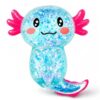 Sezua Glitter Axolotl Squishy, Blue Stretchy Fidget and Squeeze Toy