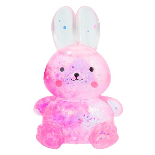 Sezua Squishy Fidget Stress Ball - Easter Basket Stuffers, Taba Squishies Squeeze Sensory Rabbit Toys, Rabbit Squishy Sugar Stress Ball Toys for Adult Kid, Glitter Rabbits Gift for Birthday Christmas