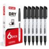 SFAIH Black Dry Erase Markers Fine Tip - 6 Pack Whiteboard Markers For Home Office, Personal Task Lists, Family Calendars,Professional Writing & Notes | Low-Odor