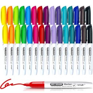 SFAIH Dry Erase Markers Fine tip 15 Colors, 30 Pack - Low Odor Whiteboard Markers for Office Teams, Study Groups, Home Schooling, Paper Markers for Kids | 5 Sizes:12/15/24/30/48/72/144 Packs