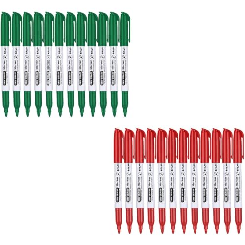 SFAIH Green + Red Dry Erase Markers Fine Tip - Whiteboard Markers Standard Set For Sustainability, Sports Coaching, Financial Charts & Boards | Low-Odor