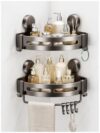 SFSSSYL 2-Pack Suction Cup Corner Shower Caddy with Towel Bar