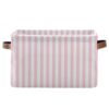 Sgaesgte Pink White Stripe Storage Baskets with Handles, Fabric Collapsible Bin with Steel Frame, Waterproof Lining Baskets for Home Organizer Closet Bedroom Office(1-Pack)