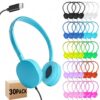SHAIMEWEI USB-C Headphones Bulk, 30-Pack Suitable for Classroom, School, Children, and Teenagers, USB Type-C Headphones Compatible with Pad and Smartphones (Multi Color)