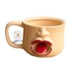 Shaking Tongue Classic Cup, Funny Face Mug with Movable Bouncy Spring, Quirky Tongues Out Ceramic Coffee Mugs 3D Sculpted Novelty Prank Drinking Cups Unique Embossed Nose Red Lip
