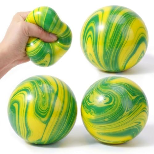 Shappy 4 Pack Ice Stress Ball Slow Rising Stress Balls for Adults Kids, 2.3 Inch Sensory Toy for Anxiety Relief, Round Shape Balls for Classroom Prizes, Party Favors (Green, Round)