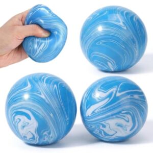 Shappy 4 Pack Ice Stress Ball Slow Rising Stress Balls for Adults Kids, 2.3 Inch Sensory Toy for Anxiety Relief, Round Shape Balls for Classroom Prizes, Party Favors (Blue, Round)