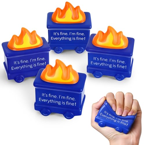 Shappy 4 Pcs Dumpster Stress Relief Balls Dumpster Anxiety Relief Gift PU Stress Balls for Adults Therapy Fidget Appreciation Gifts for Office Coworker(Blue,Simple Style)
