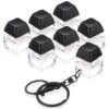 Shappy 6 Pcs Keyboard Fidget, Fidget Keyboard Clicker Keychain Gift, Keychain Button Stress Relief Gifts for Adult Office Home, Cool Fidgets(Black)