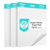 SHARBDA Lined Sticky Easel Pad, 15 * 18 inch,Self-Stick Flip Chart Paper, Super Adhesive & Bleed-Resistant,Micro-Perforated Tear,Classroom Teacher Office Presentation Pads,3 Pads/Pack,90Sheets