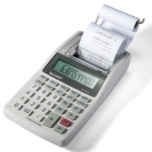 Sharp EL-1611V Handheld Portable Cordless 12 Digit Large LCD Display Two-Color Printing Calculator with Tax Functions