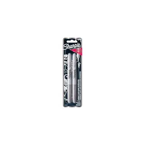 Sharpie 39108PP Fine Point Metallic Silver Permanent Marker, 1 Blister Pack with 2 Markers each (Packaging May vary)