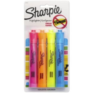 Sharpie Accent Tank-Style Highlighters, Assorted Colors, 4 Count - Back to School, Desk Supplies