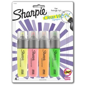Sharpie Clear View Highlighters, Chisel Tip, 4 Count