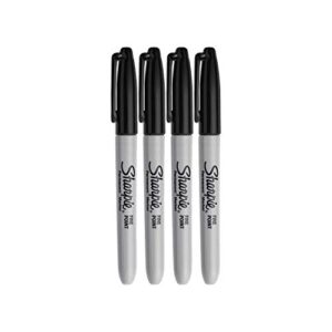 Sharpie Permanent Markers, Fine Point, Black Ink (4-Pack)