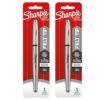 Sharpie Stainless Steel Grip Pen, Fine Point (0.4mm), Black, 2 Count