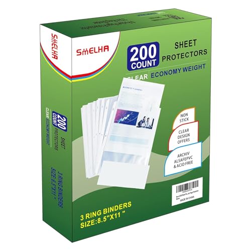 Sheet Protectors 200 Page,Page Protector 8.5" x 11" ,Upgraded Clear Plastic Page Protectors,for 3 Ring Binder, Top Loading Paper Protector with Reinforced Holes,Holds Multiple Sheets,Letter Size