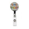 She Her Rainbow Pride Retractable Badge Holder