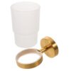 SHERCHPRY Toothbrush Holder with Glass Tumbler Organizer Stainless Steel Wall Mounted Golden Round Toothbrush Cup Holder to Free up Countertop Space and Keep Vanity for Home Bathroom