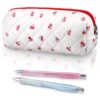 Sherr Cherry Pencil Case Cute Pencil Pouch Soft Cotton Quilted Storage Bag Aesthetic Pattern Gift Makeup Pouch Cosmetic Travel Bag for Women