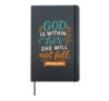 She Will Not Fall Psalm 46 5 - Vintage Bible Verse Christian Hardcover Journal, Black