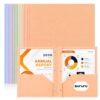 SHFUFU Wheat Straw Folders with Pockets and Prongs, Durable Natural Fiber 2 Pocket 3 Prong Folders, Tear Resistant & Heavy Duty, Letter Size for School & Office (6, Assorted)