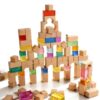 SHIERDU 100Pcs Beech Wood & Transparent Acrylic Building Blocks Set