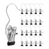 SHINEOFI 40pcs Stainless Steel Laundry Hanging Hooks with No Residue Clips Black Clothes Hooks for Socks and Kitchen Towels for Balcony Drying and Bathroom Towel Storage