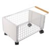 SHINEOFI Metal Library Book Cart with Swivel Wheels and High Sided Basket, Rolling Cart for Books and Mail, Quiet Operation and Secure Storage, for Library or Mail Room Use