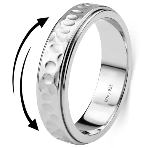 Shop LC 925 Sterling Silver Spinner Fidget Ring for Women Men Size - 6 | Anxiety Ring | Speedy Design | Platinum Plated | Stress Relief Worry | Promise | Boho Jewelry Gift