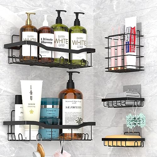 Shower Caddy 5 Packs,Showers Shelf,Bathroom Shelves,Bath Racks For Inside Wet Room,Shower Organizer,Bathhouses Shelves,Adhesive Showering Organizer For Home Decor Or Restrooms Storage,No Drilling