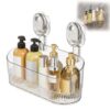 Shower Caddy Suction Cup Wall Mounted Bathroom Shelf (Transparent)