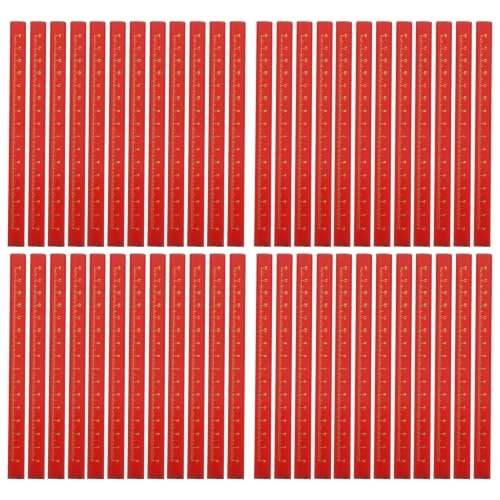 SHOWERORO 48 Pcs Octagonal Carpenter Pencils with Hb Lead for Construction and Woodworking, Precise Marking Tool with Bright Red Wood Body and Integrated Scale, for Concrete and Rough