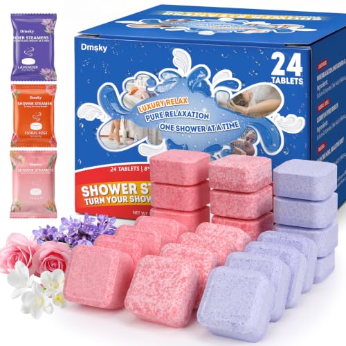 Shower Steamers Aromatherapy 24 Pack, Lavender Rose & Freesia Shower Bombs for Women, Bath Steamers for Shower Spa Relaxation, Self Care Gifts for Women, Birthday Christmas Stocking Stuffers