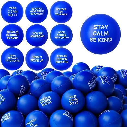 SHQDD 12PCS Stress Balls, Stress Balls for Adults, Soft Sponge Squeeze Toys with Inspirational Quotes, Office Classroom Stress Relief Gifts, Anxiety Relief Fidget Toys, Classroom Prizes, Student Gifts