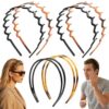 shuielai 6 PCS Zig Zag Shark Tooth Headbands, Plastic Non‑Slip Hair Hoop with Teeth Comb for Women Men Girls